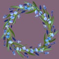 Wreath of snowdrops and muscari